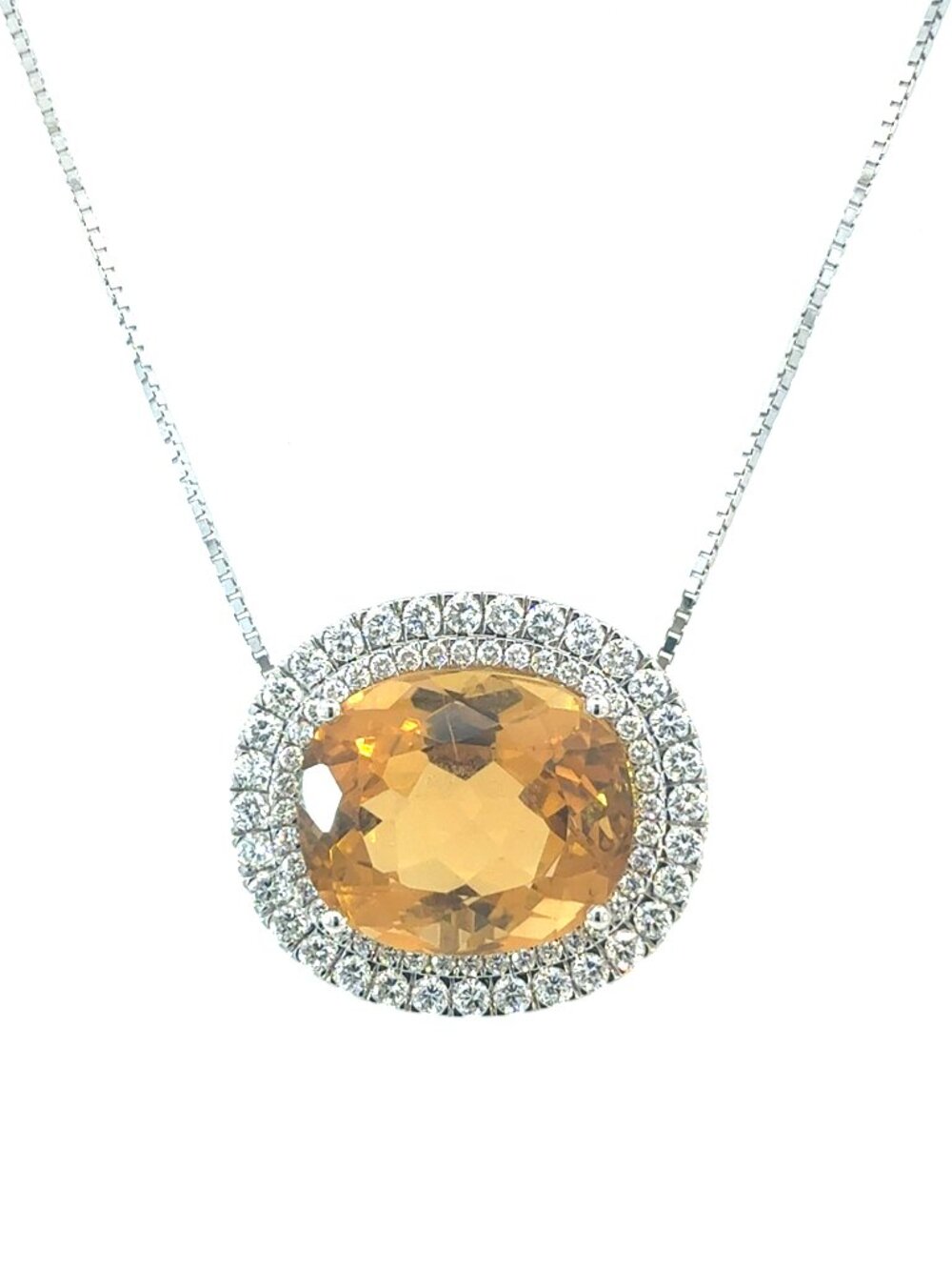 Natural Citrine Diamond Necklace 17" 14k Gold 19.14 TCW Certified $7,950 604468